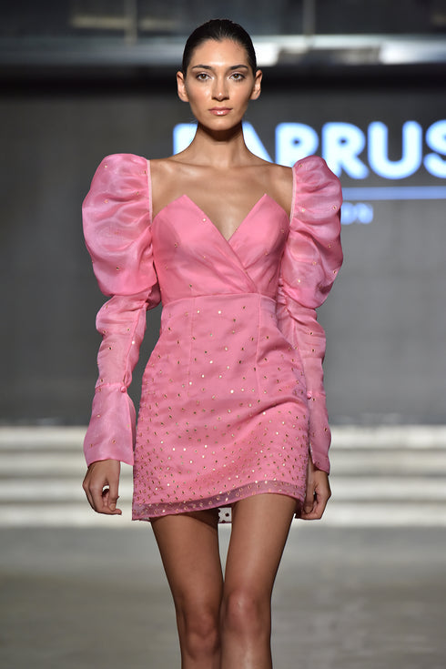 BALLOON SLEEVE MINI DRESS - Barrus London